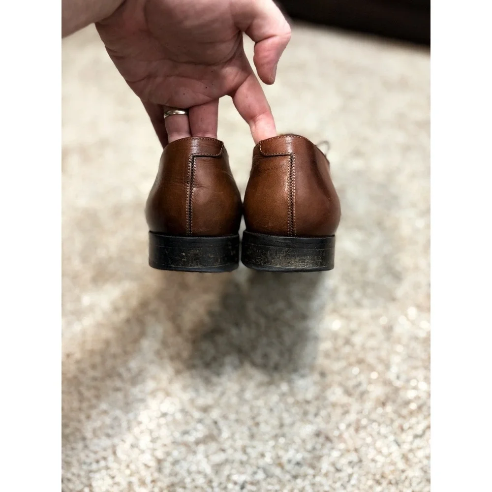 John W Nordstrom Oxfords Dress Shoes Mens Size 12 Brown Leather Cap Toe Italy
